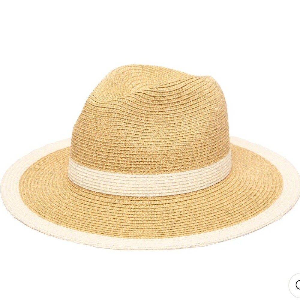 San Diego Hat Company Women’s Water Repellent Striped Fedora Natural/White New